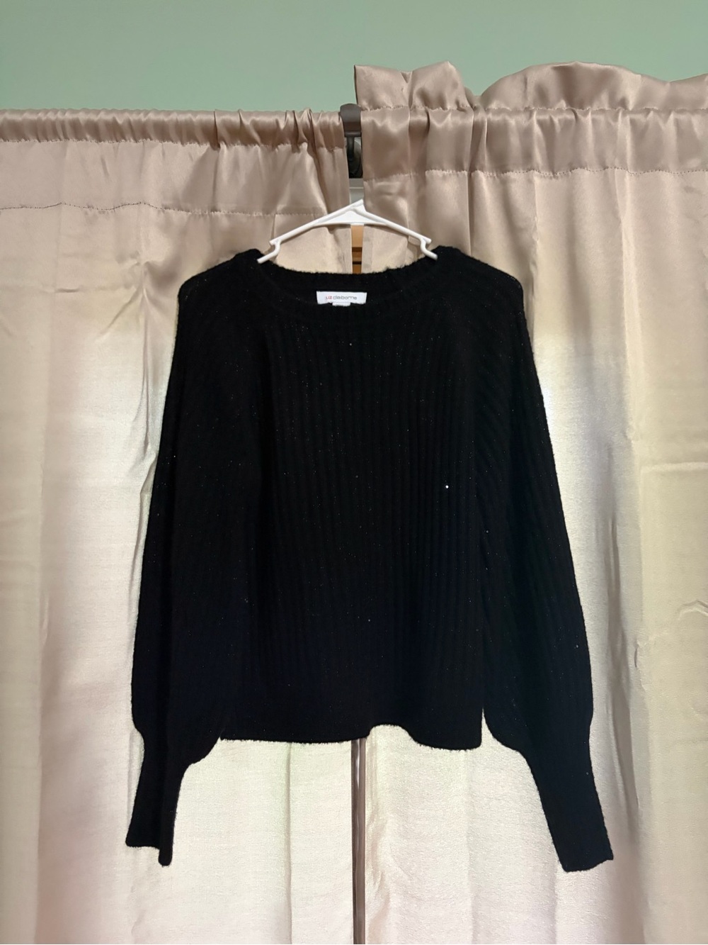 Liz Claiborne Black Ribbed Crewneck Sweater